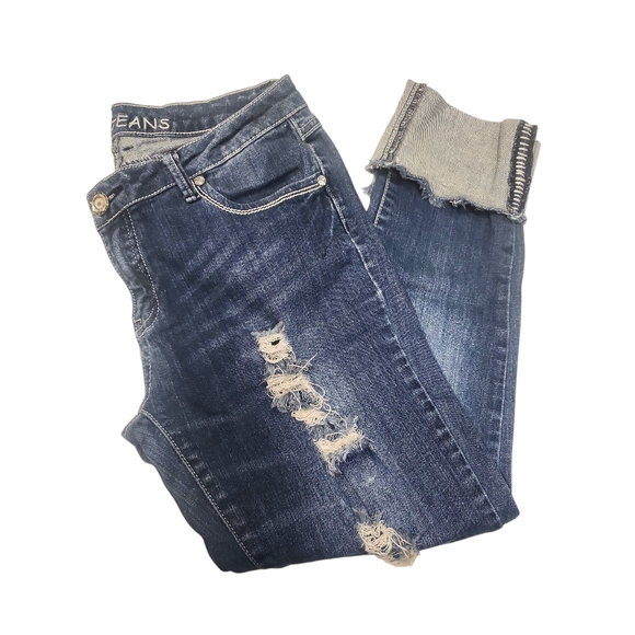 Wax Jean Midnight Blue Ripped Cropped Jeans - Picture 1 of 13